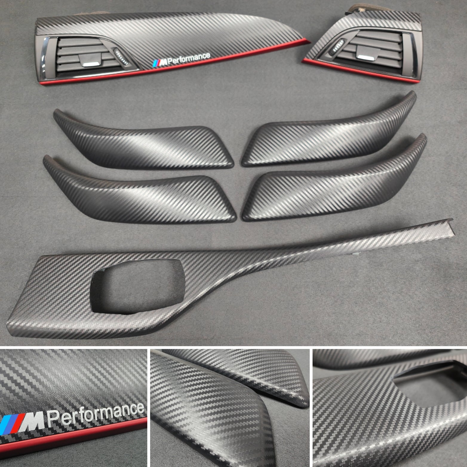 BMW F20 INTERIOR TRIM SET - 3D CARBON / MATT RED ACCENT (#32)